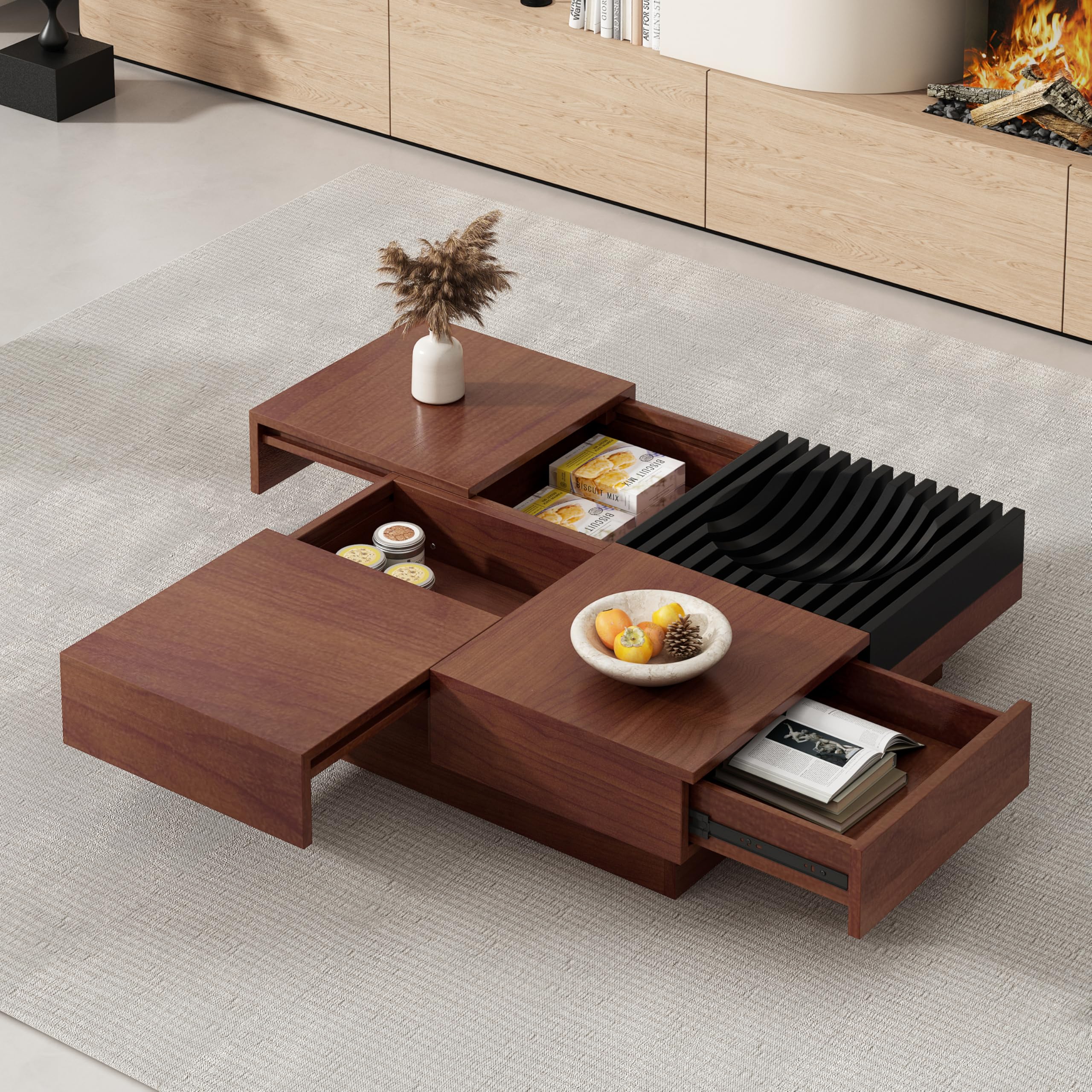 Amazon.com: Merax 35'' Square Acacia Wood Coffee Table with